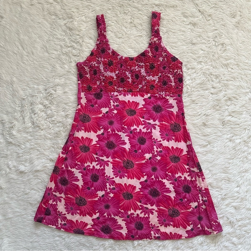 Vintage Up Front Dress Mini Sleeveless 90s 1990s Y2K Bold Floral Pink Sz M